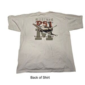 P-51 Mustang Fighter Plane Graphic Pocket T-Shirt Tan Men's XL Vintage